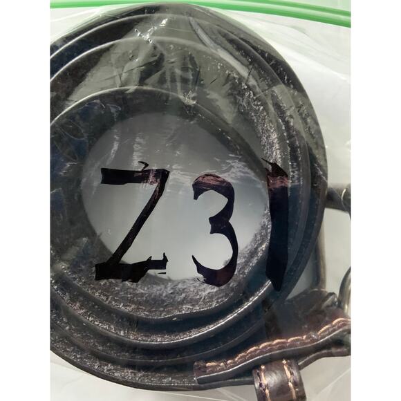 Mens Brown Leather Belt Silver Square Buckle Z31 - Picture 6 of 6